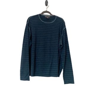 Banana Republic Striped Crew Neck Sweater Long Sleeve Shirt Blue Black Loose Fit